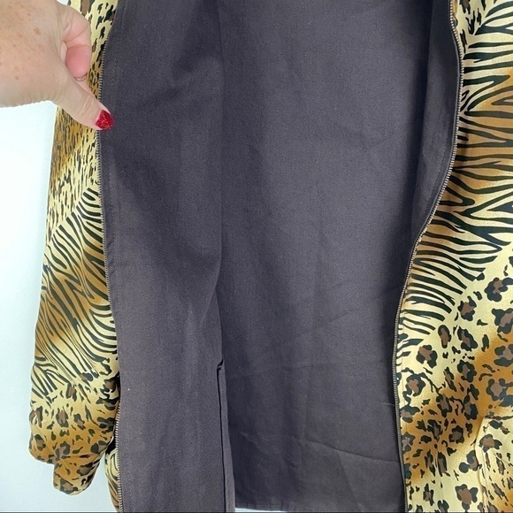 Wear On Earth Vintage Reversible Leopard Tiger Print Full Zip Jacket Women's L - Picture 9 of 13